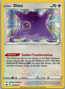 Ditto 107/159 Holo Rare Crown Zenith Pokemon Near Mint - Image 1