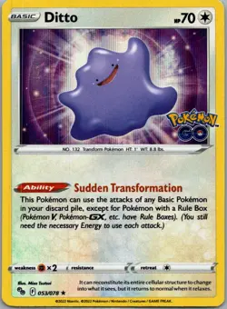 Ditto 053/078 Holo Rare Pokemon GO Pokemon Holo Lightly Played - Image 1