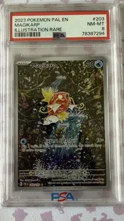2023 POKEMON PAL EN-PALDEA EVOLVED ILLUSTRATION RARE #203 MAGIKARP PSA 8 - Image 1