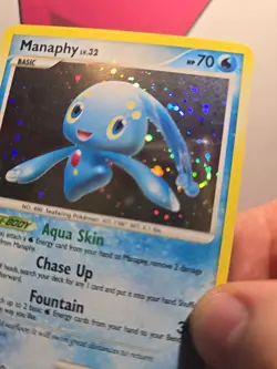 Manaphy Majestic Dawn 8/100 Light Holo Bleed Rare LP Half SwirlU Pokemon TCG - Image 2