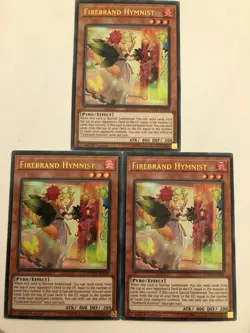 Yugioh Firebrand Hymnist DUOV-EN028 Ultra Rare NM x3 Play Set - Image 1
