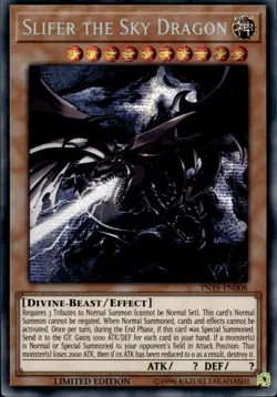 Slifer The Sky Dragon - Prismatic Secret Rare Limited Ed TN19-EN008 NM YuGiOh - Image 1