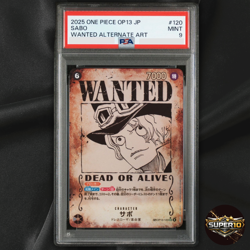 PSA 9 Sabo OP13-120 SP Alt Art SEC Wanted Carrying on His Will One Piece Card - Image 1