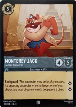 188/204 MONTEREY JACK DEFIANT PROTECTOR EN8 COMMON DISNEY LORCANA CARD - Image 1