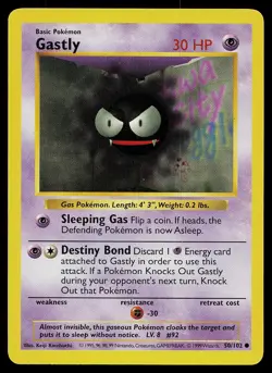Pokemon Card - Gastly Base Set Shadowless 50/102 Common - Image 1