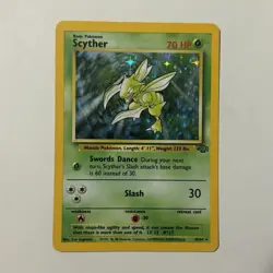 Pokemon Scyther 10/64 Jungle Holo Rare 70 HP Basic Card Slash Attack English - Image 1