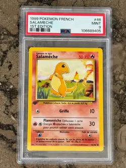 Salameche PSA 9 MINT — 1ere Edition — Set de Base 1999 — Pokemon Francais 46/102 - Image 1