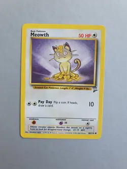 Meowth 80/130 Pokemon TCG Base Set 2 (2000) Common NM - Image 1