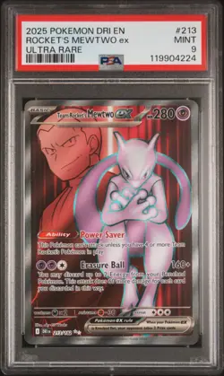 Team Rockets Mewtwo EX 213/182 Full Art PSA 9 Ultra Rare Pokemon TCG Destined Ri - Image 1
