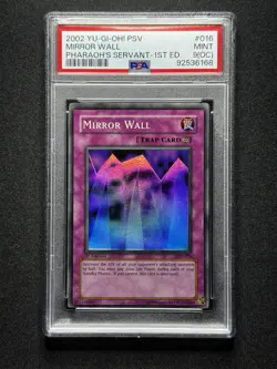 PSA 9 OC Yugioh Mirror Wall #PSV-016 Pharaohs Servant 1st Ed OFF CENTER ERROR! - Image 1