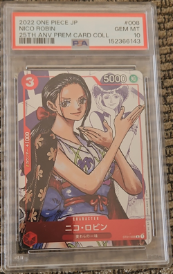 One Piece JP Nico Robin Alt art #008 PSA 10 GEM MT 2022 ST01-008 - Image 1