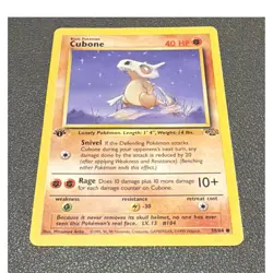 Pokemon Cubone Jungle 1st Edition Regular Card 50/64 Common 40 HP 1999 English - Image 1