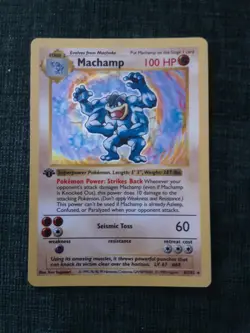1999 Pokemon TCG Machamp Holo Unlimited Rare 1st Edition Card 8/102 Base Set - Image 1