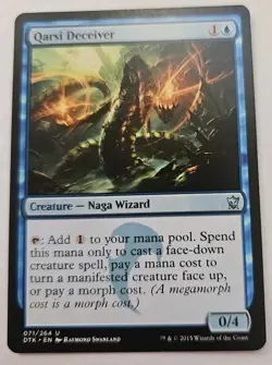MTG Magic The Gathering Card Qarsi Deceiver Creature Naga Wizard Blue DTK 2015 - Image 1