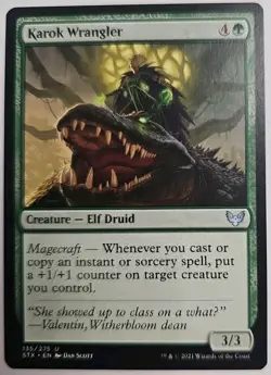 MTG Magic The Gathering Card Karok Wrangler Creature Elf Druid Green Strixhaven - Image 1