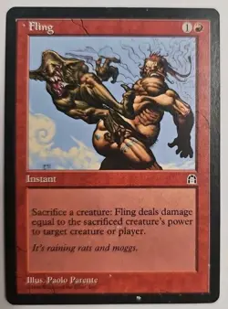 MTG Magic The Gathering Card Fling Instant Red Stronghold 1996 - Image 1