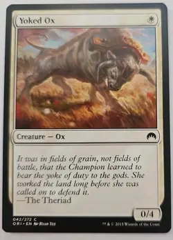 MTG Magic The Gathering Card Yoked Ox Creature Ox White Magic Origins 2015 - Image 1
