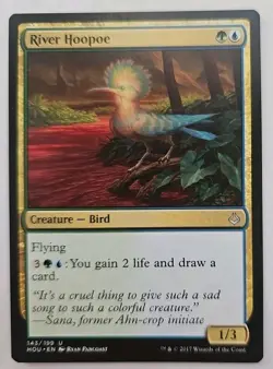 MTG Magic The Gathering Card River Hoopoe Creature Bird Green Blue HOU 2017 - Image 1