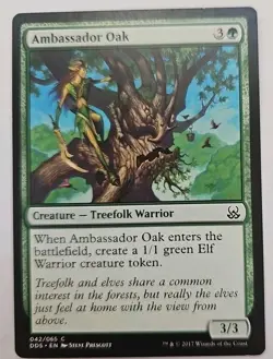 MTG Magic The Gathering Card Ambassador Oak Creature Treefolk Warrior Green DDS - Image 1