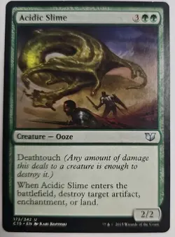MTG Magic The Gathering Card Acidic Slime Creature Ooze Green Commander 2015 - Image 1