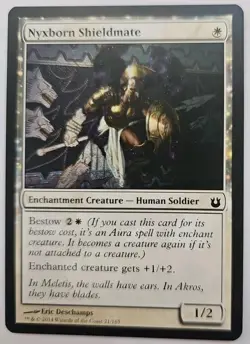 MTG Magic The Gathering Card Nyxborn Shieldmate Enchantment Creature Human Soldi - Image 1