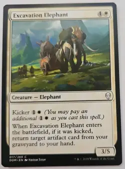 MTG Magic The Gathering Card Excavation Elephant Creature Elephant White Dominar - Image 1