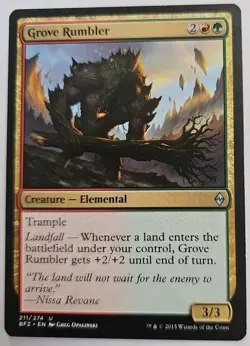 MTG Magic The Gathering Card Grove Rumbler Creature Elemental Green Red BFZ 2015 - Image 1