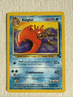 Pokemon TCG Vintage Kingler 38/62 Fossil Rare Free Shipping! - Image 1