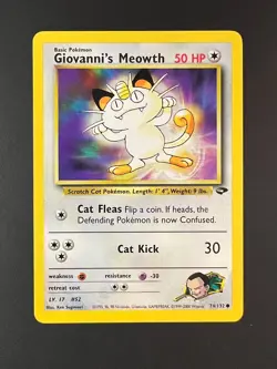 Giovanni's Meowth 74/132 Gym Challenge Non Holo Pokemon TCG WOTC - Image 1