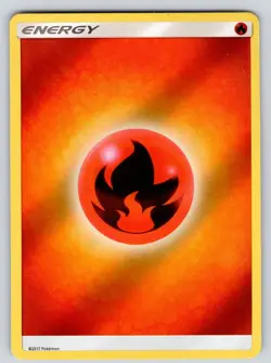 Fire Energy (2017 Unnumbered) Reverse Holo Pokemon MP (warped corner) - Image 1