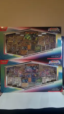 x2 Pokemon Prismatic Evolutions Lucario EX and Tyranitar EX Premium Collection - Image 1