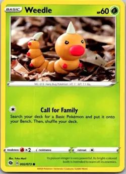 Weedle 002/073 Champion's Path Pokemon TCG Common Card NM - Image 1