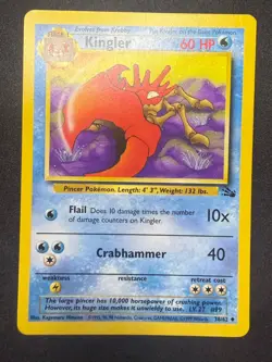 Kingler 38/62 | Fossil Set Unlimited Vintage 1999 | Pokemon Card - LP - Image 1
