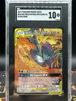 Moltres Zapdos Articuno GX Hidden Fates 44/68 Tag Team Rare Pokemon TCG SGC 10 - Image 1