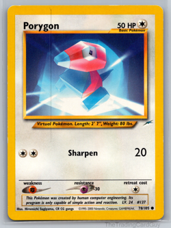 Porygon 78/105 Neo Destiny WOTC Vintage Pokemon Card Non Holo Unlimited [LP] - Image 1