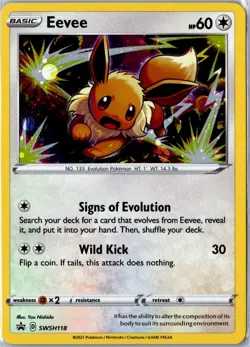 Pokemon Card - Eevee SWSH118 Sword & Shield Promo Cosmo Holo Near Mint - Image 1