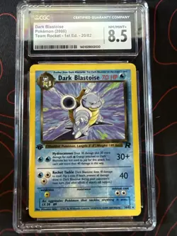 Pokemon Team Rocket 1st Edition Dark Blastoise CGC 8.5 20/82 2000 - Image 1