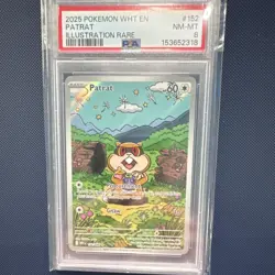 Pokemon 2025 SV White Flare EN Patrat 152/086 Illustration Rare Holo PSA 8 - Image 1
