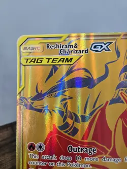 JUMBO Oversized Reshiram & Charizard GX Tag Team Gold Promo SM247 Pokemon NM - Image 3
