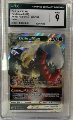Pokemon CGC 9 Darkrai VSTAR 099/189 Swsh10: Astral Radiance Ultra Rare Holo - Image 1