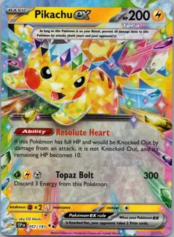 Pokemon TCG Pikachu ex 057/191 Surging Sparks Holo NM - Image 1