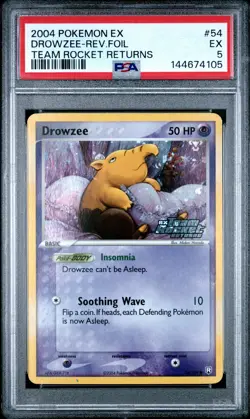 Drowzee [Reverse Holo] - Pokemon Team Rocket Returns #54 PSA 5.0 - Image 1