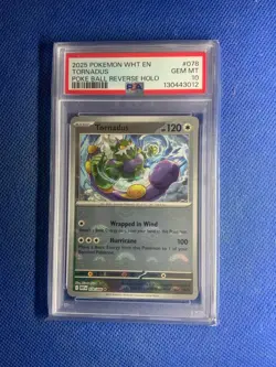 Tornadus 078/086 Poke Ball Reverse Holo White Flare Pokemon PSA 10 - Image 1