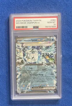 2024 POKEMON TWILIGHT MASQUERADE TWM EN #64 WS MASK OGERPON ex - PSA 10 LOW POP - Image 1