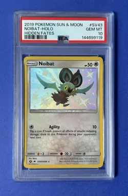2019 Pokemon Sun & Moon Noibat Holo Hidden Fates #SV43 PSA 10 GEM MT - Image 1