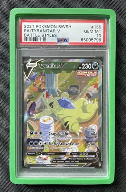 2021 Pokemon Battle Styles Tyranitar V #155 GEM MT PSA 10 Alternate Full Art - Image 1