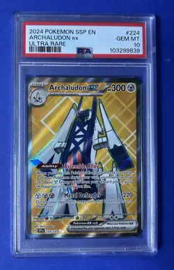 2024 Pokemon SSP EN Archaludon ex Ultra Rare #224 PSA 10 GEM MT - Image 1