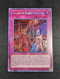 Yugioh Eldlixir of Scarlet Sanguine SESL-EN031 1st Edition Secret Rare NM - Image 1