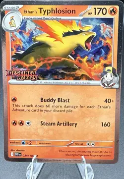 Pokemon TCG Ethan's Typhlosion Prerelease Holo Rare Stage 2 170 HP 034/182 - Image 1