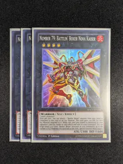 Yugioh 3x Number 79: Battlin’ Boxer Nova Kaiser WSUP-EN014 1st Super Rare NM - Image 1